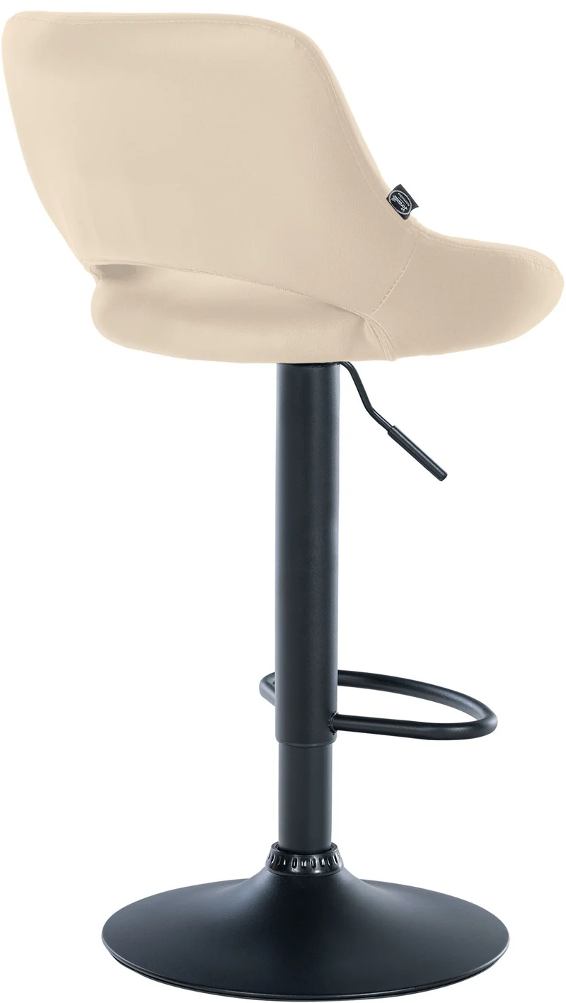 Tabouret de bar chaise haute x1 réglables en PVC crème dossier ajouré et pied métal noir 10_0006595