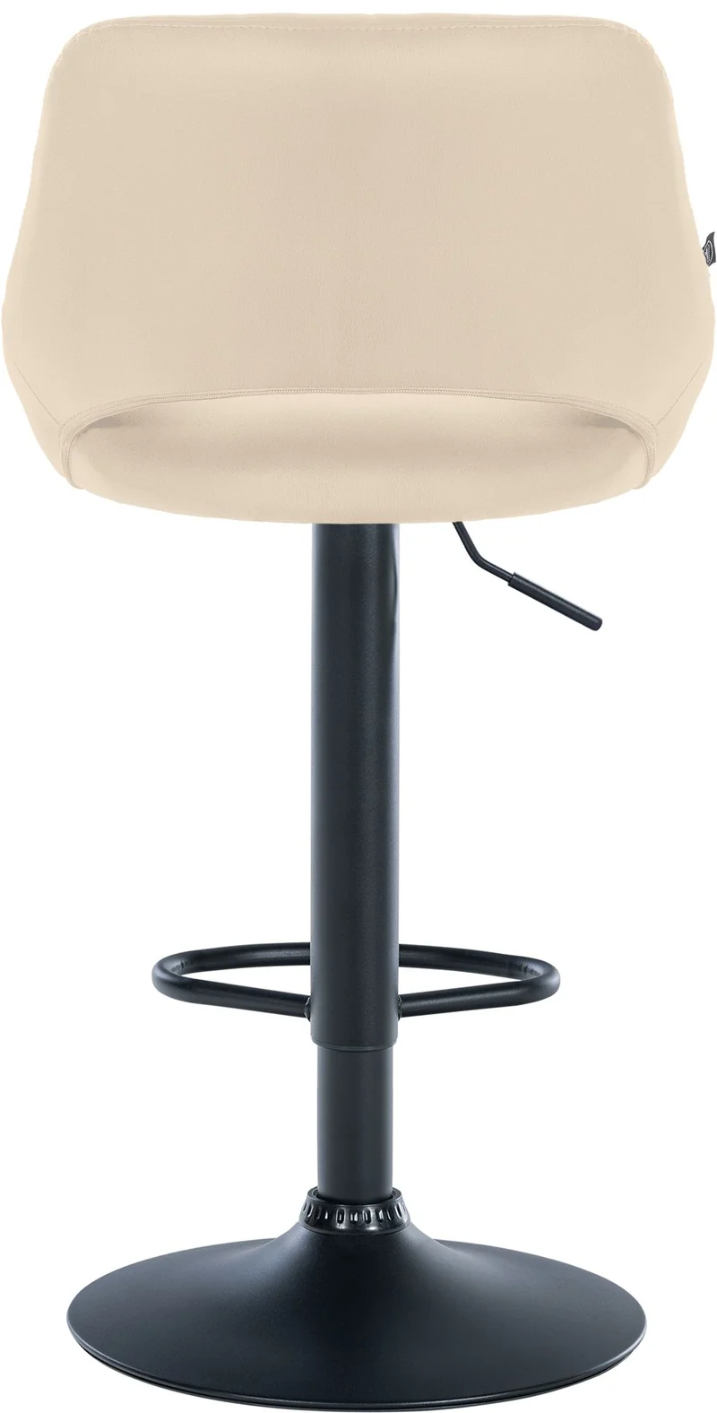 Tabouret de bar chaise haute x1 réglables en PVC crème dossier ajouré et pied métal noir 10_0006595