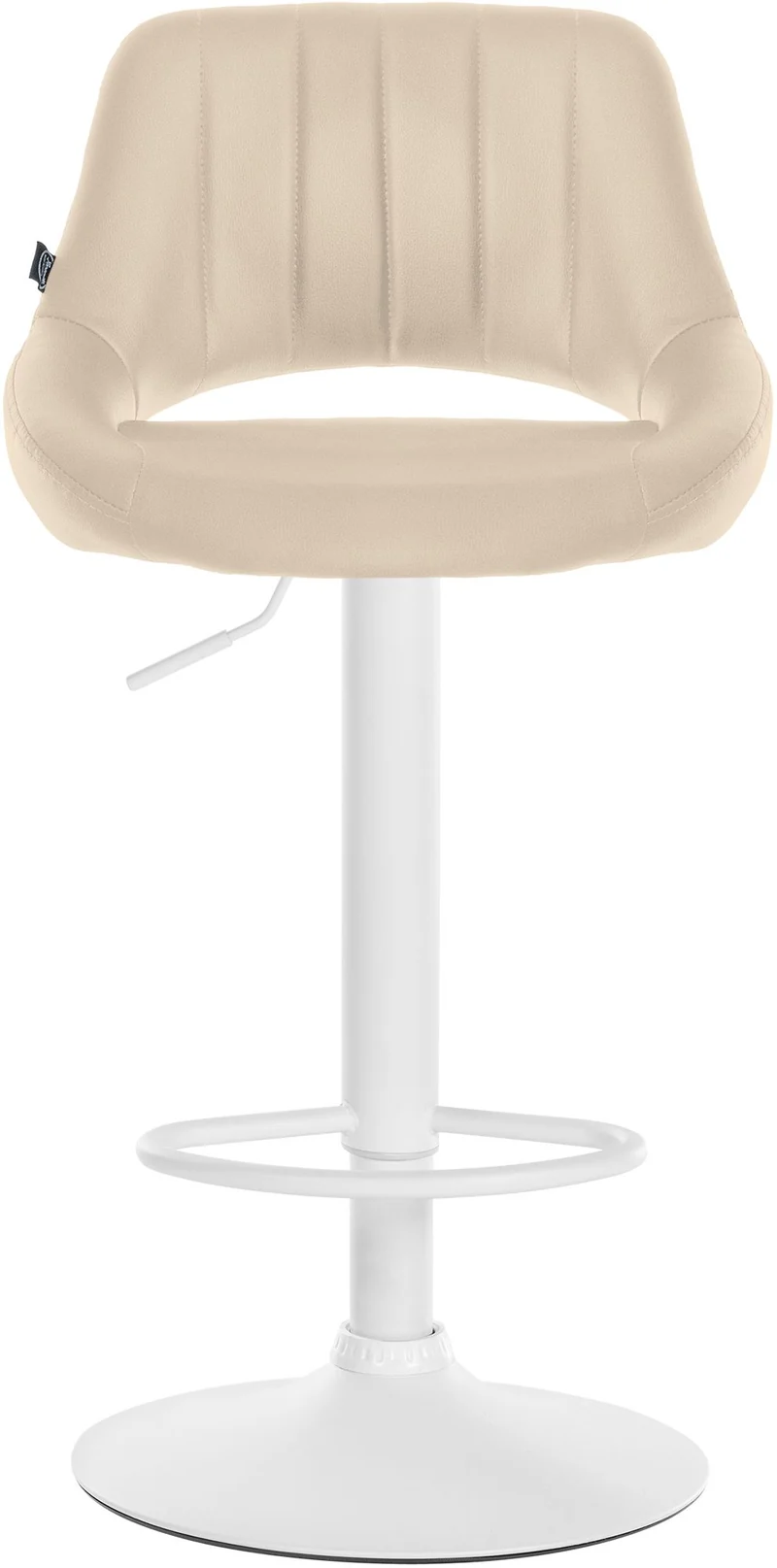 Tabouret de bar chaise haute x1 réglables en PVC crème dossier ajouré et pied métal blanc 10_0006594