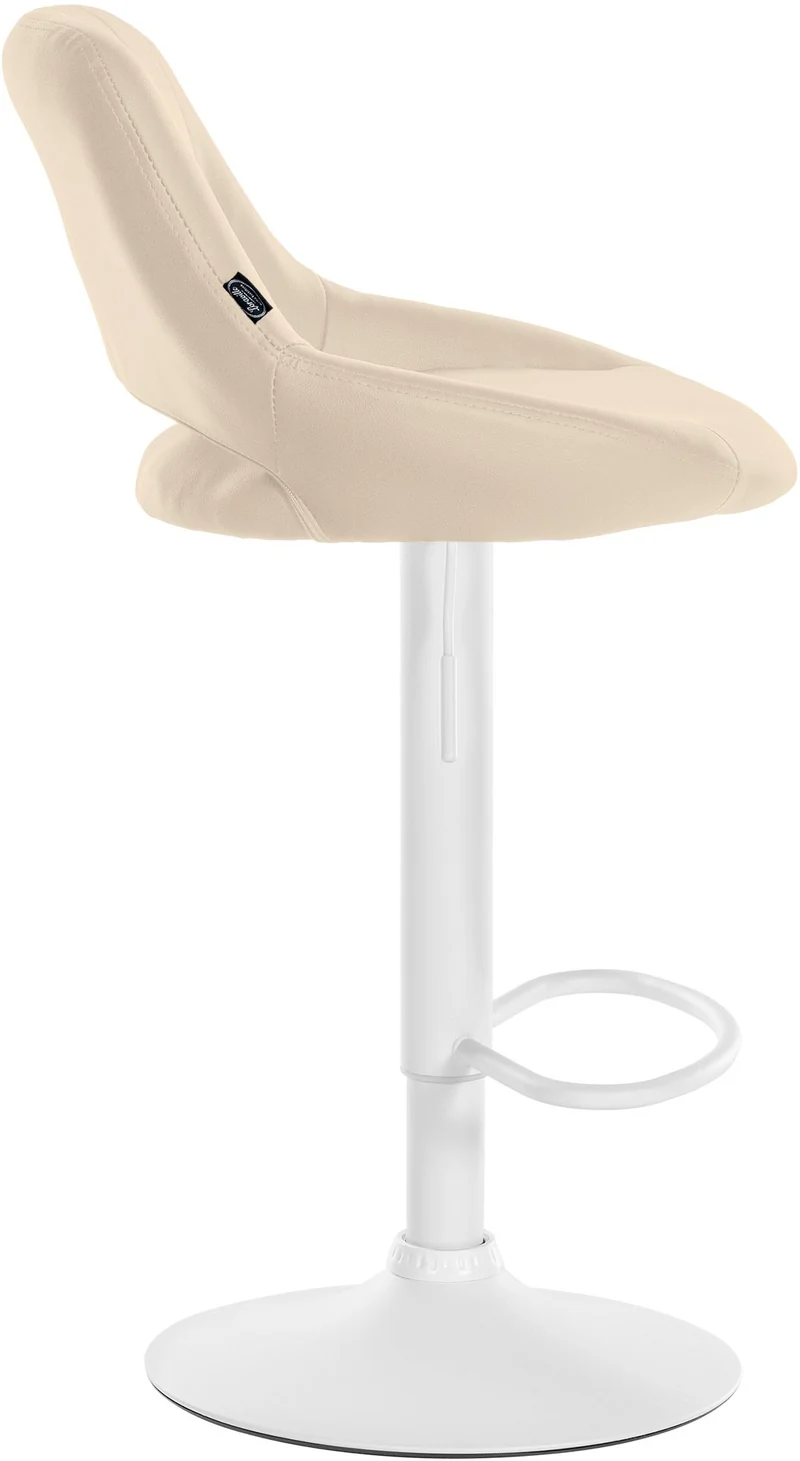 Tabouret de bar chaise haute x1 réglables en PVC crème dossier ajouré et pied métal blanc 10_0006594