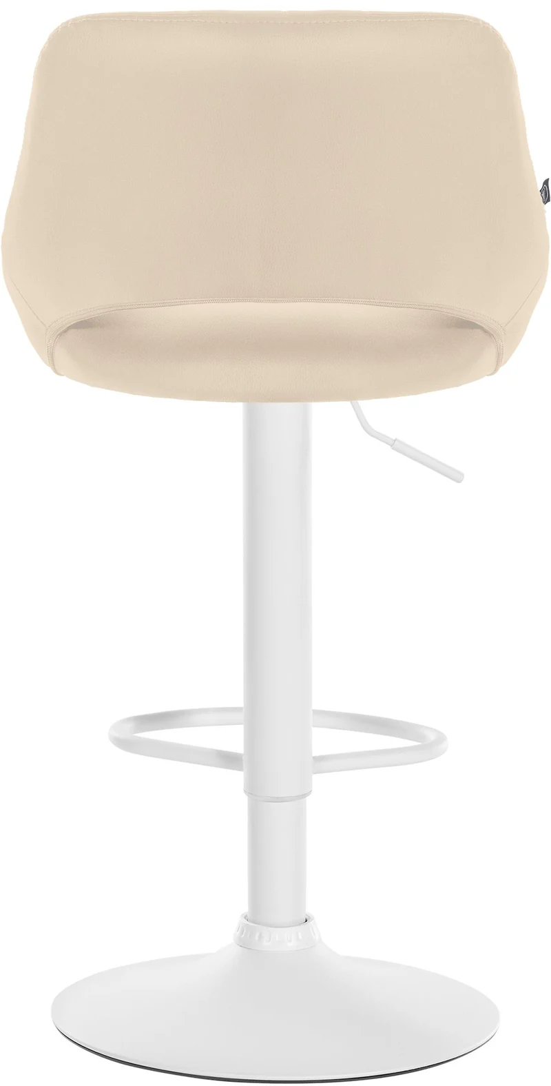 Tabouret de bar chaise haute x1 réglables en PVC crème dossier ajouré et pied métal blanc 10_0006594