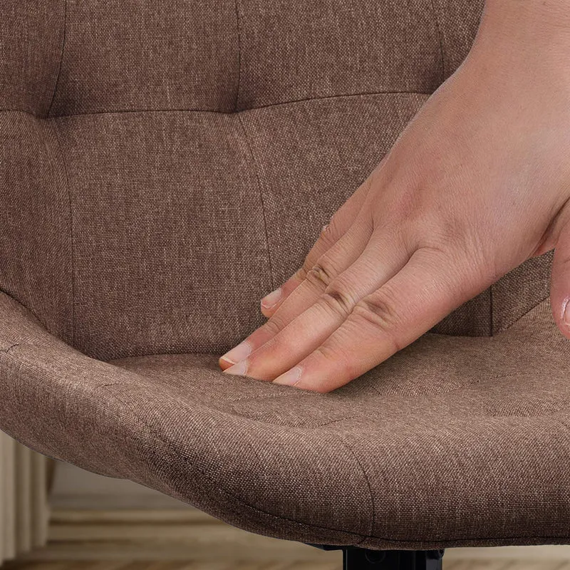 Chaise contemporaine pivotante avec pieds croisés en métal noir et assise en tissu marron 10_0007491