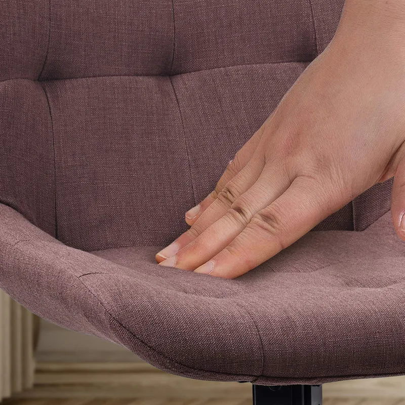 Chaise contemporaine pivotante avec pieds croisés en métal noir et assise en tissu marron 10_0007362