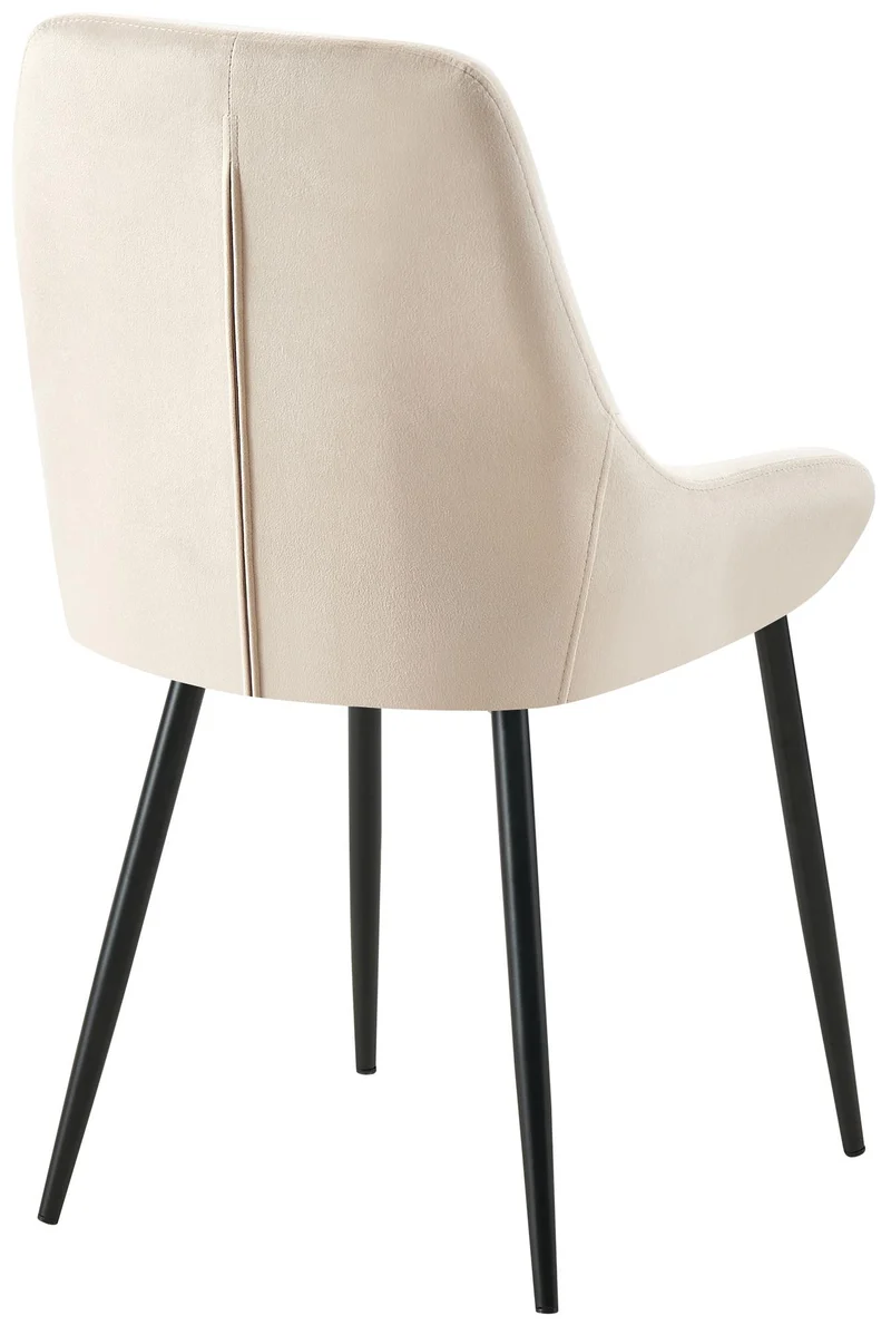 Lot de 2 chaises de salle à manger élégance confort design moderne en velours crème structure métallique noir 10_0007726