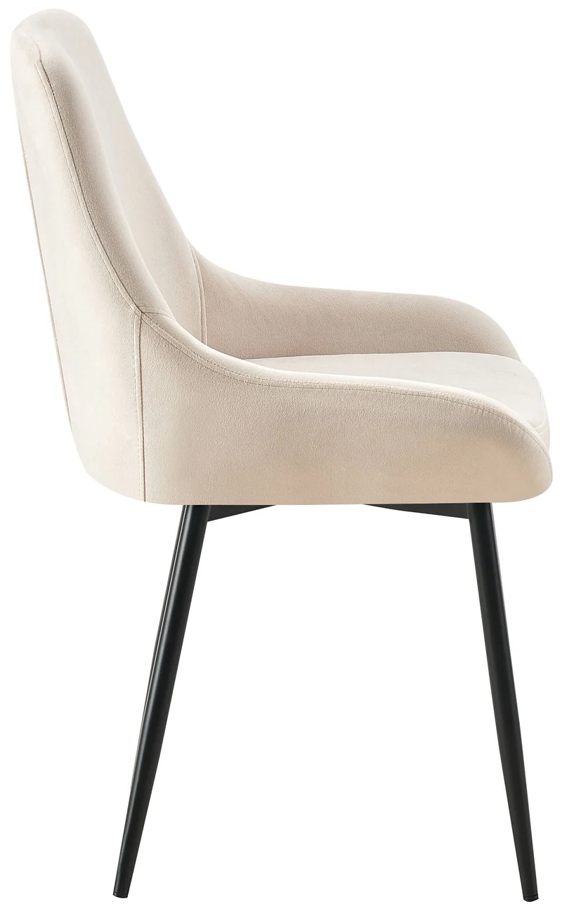 Lot de 2 chaises de salle à manger élégance confort design moderne en velours crème structure métallique noir 10_0007726
