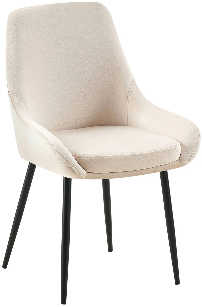 Lot de 2 chaises de salle à manger élégance confort design moderne en velours crème structure métallique noir 10_0007726