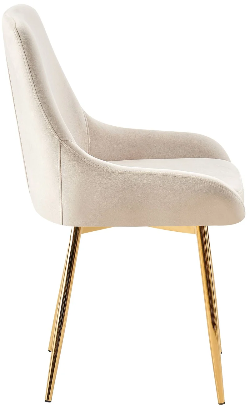 Lot de 2 chaises de salle à manger élégance confort design moderne en velours crème structure métallique doré 10_0007725