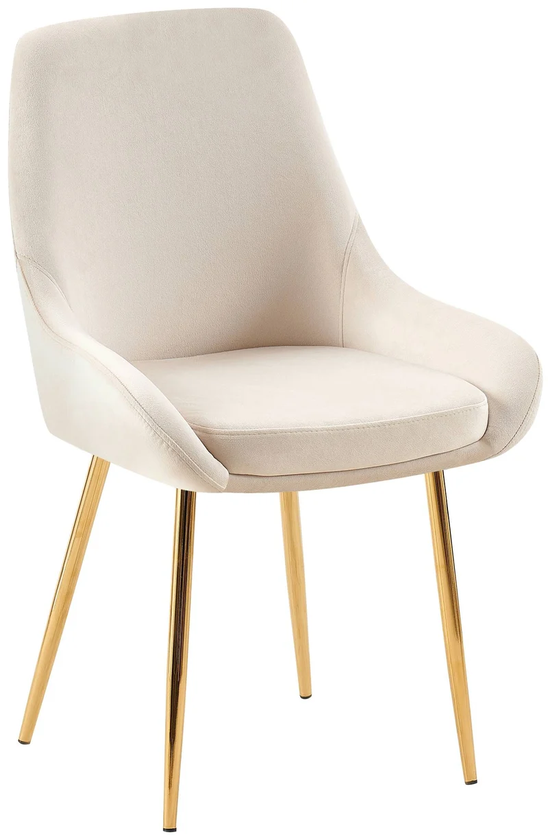 Lot de 2 chaises de salle à manger élégance confort design moderne en velours crème structure métallique doré 10_0007725