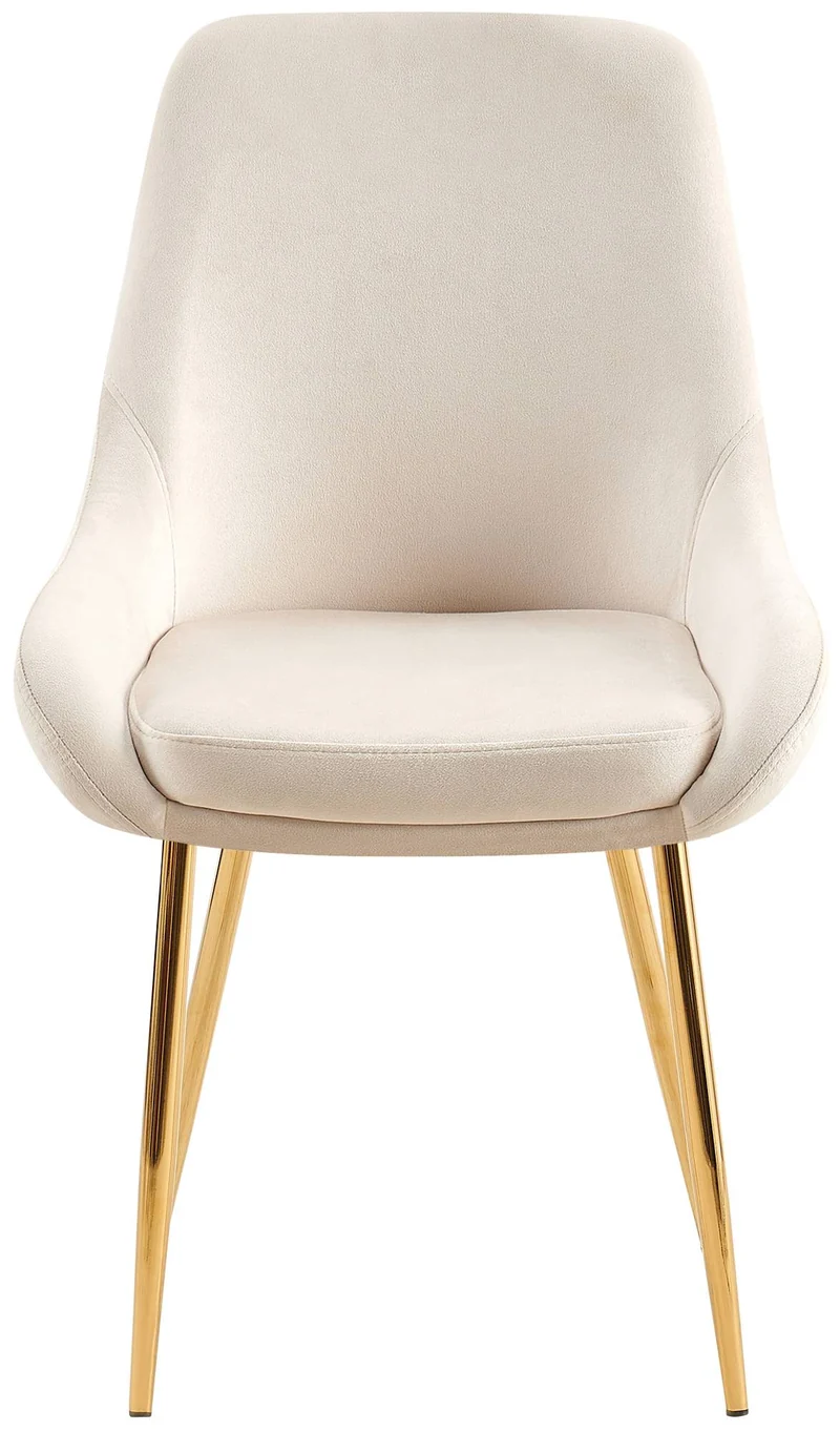 Lot de 2 chaises de salle à manger élégance confort design moderne en velours crème structure métallique doré 10_0007725