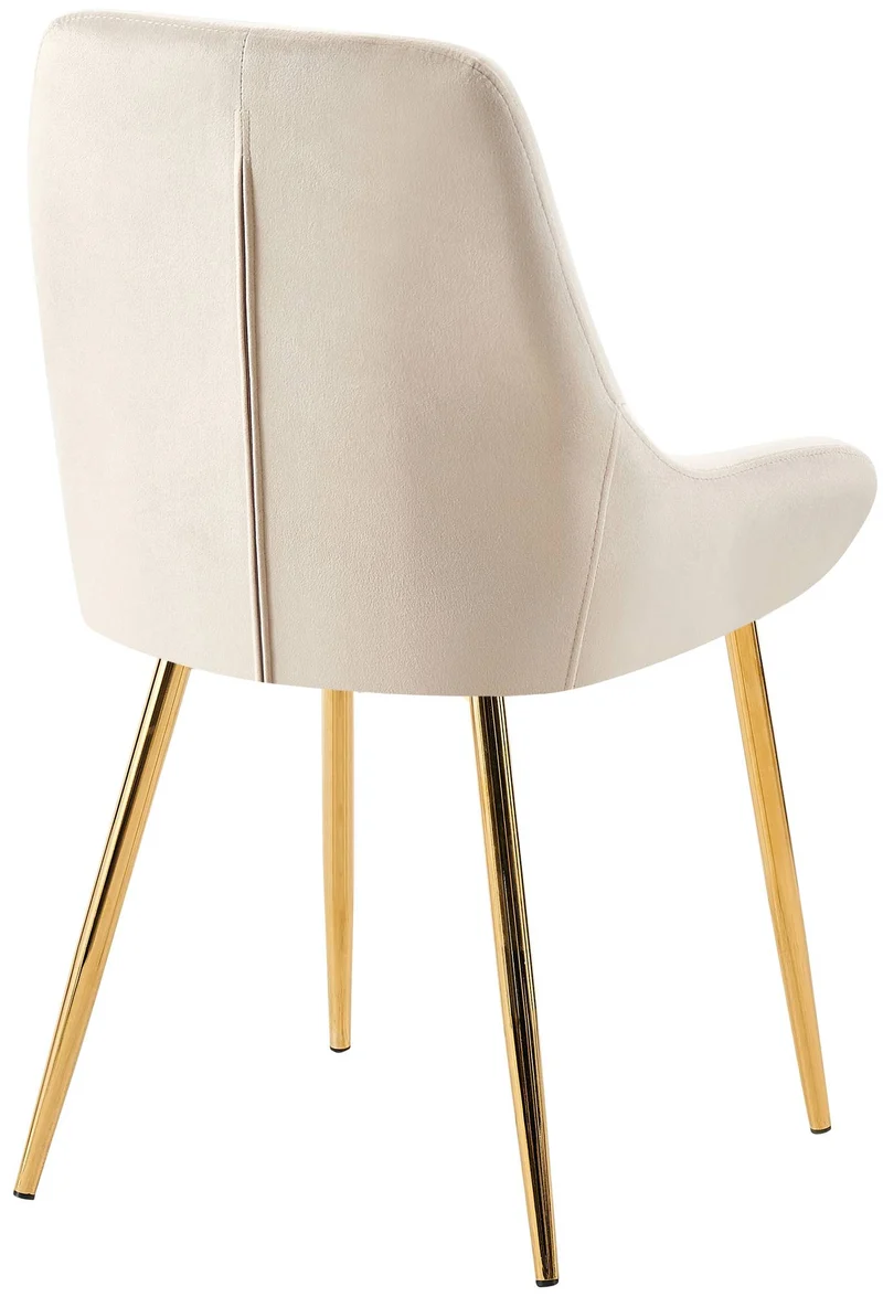 Lot de 2 chaises de salle à manger élégance confort design moderne en velours crème structure métallique doré 10_0007725