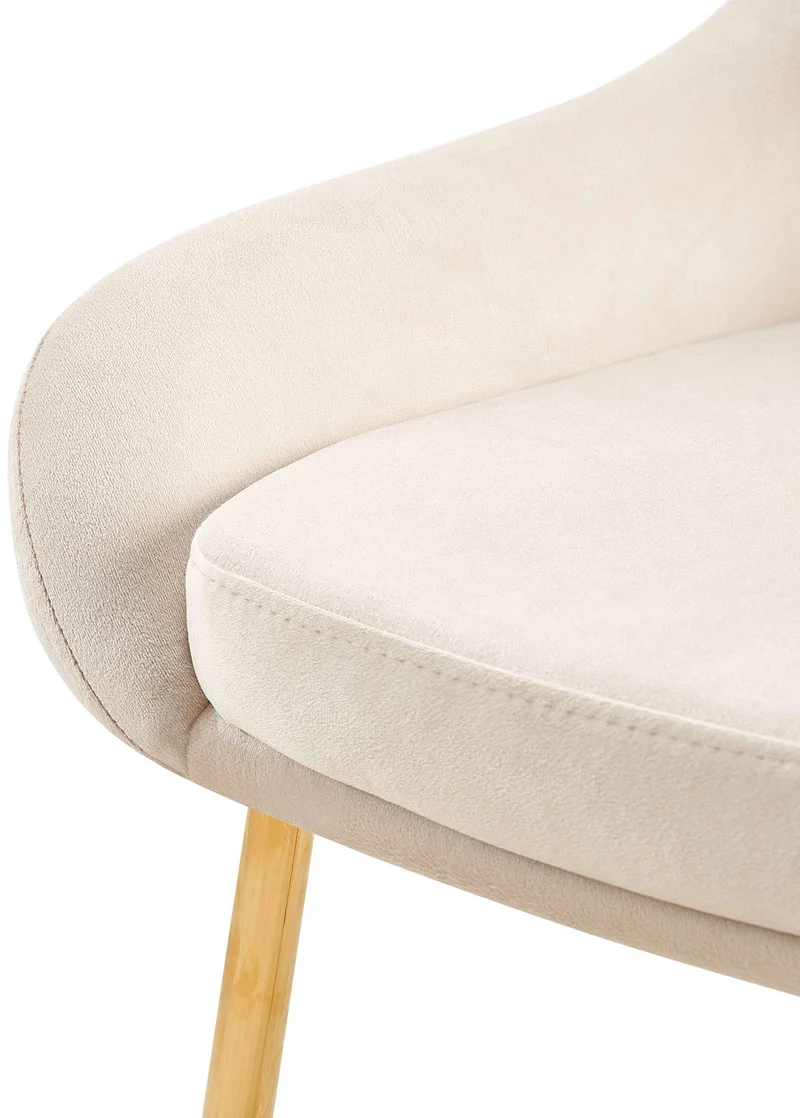 Lot de 2 chaises de salle à manger élégance confort design moderne en velours crème structure métallique doré 10_0007725