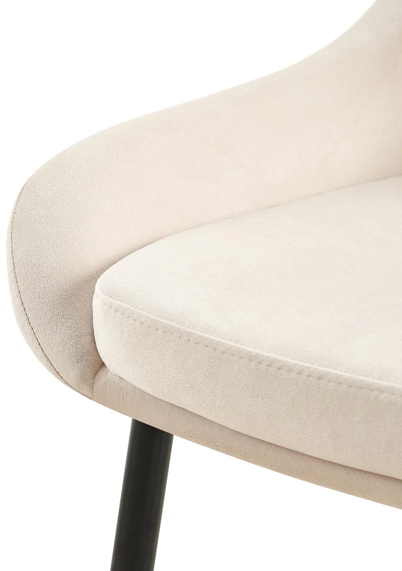 Chaise de salle à manger x1 élégance confort design moderne en velours crème structure métallique noir 10_0007547