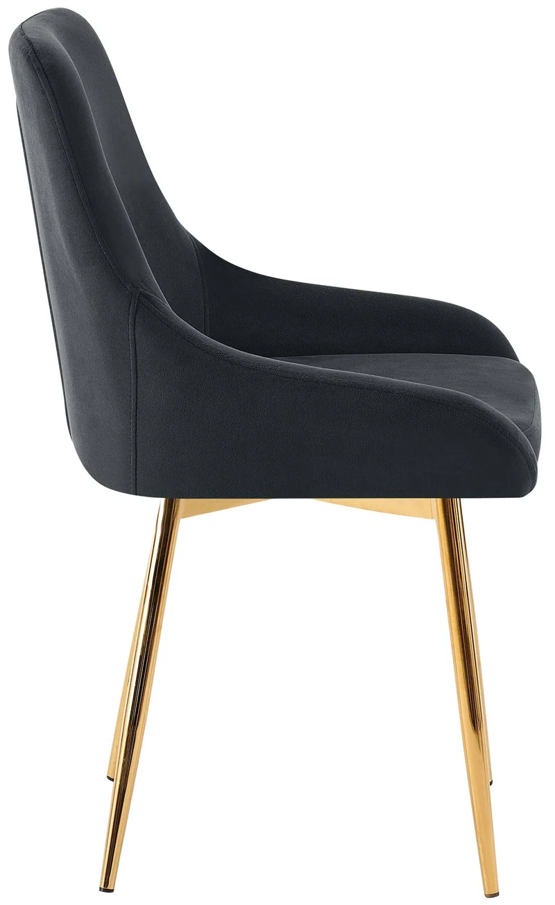 Lot de 2 chaises de salle à manger élégance confort design moderne en velours noir structure métallique doré 10_0007446