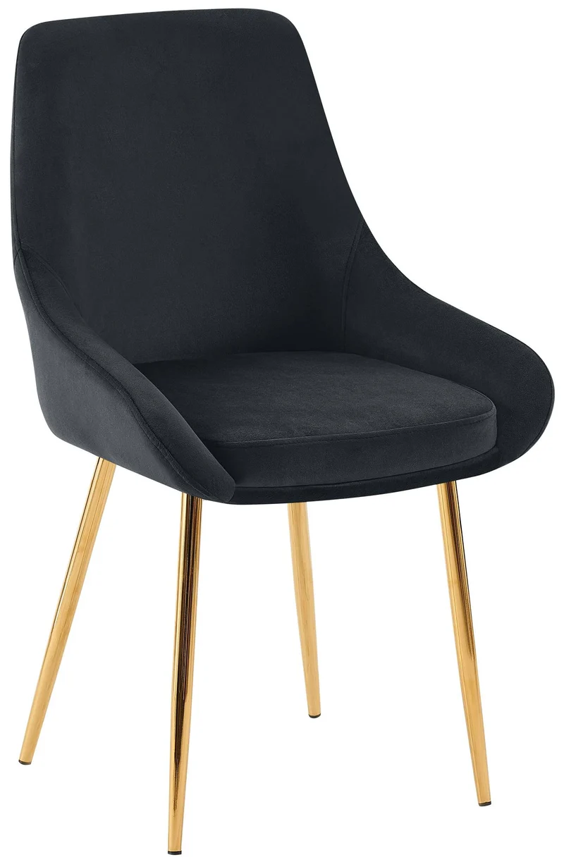 Lot de 2 chaises de salle à manger élégance confort design moderne en velours noir structure métallique doré 10_0007446