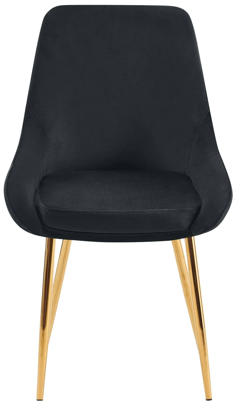 Lot de 2 chaises de salle à manger élégance confort design moderne en velours noir structure métallique doré 10_0007446