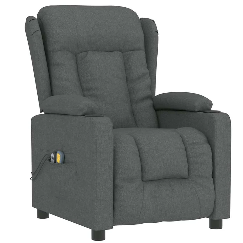Fauteuil de relaxation avec fonction inclinable et massage en tissu gris foncé DEC029299
