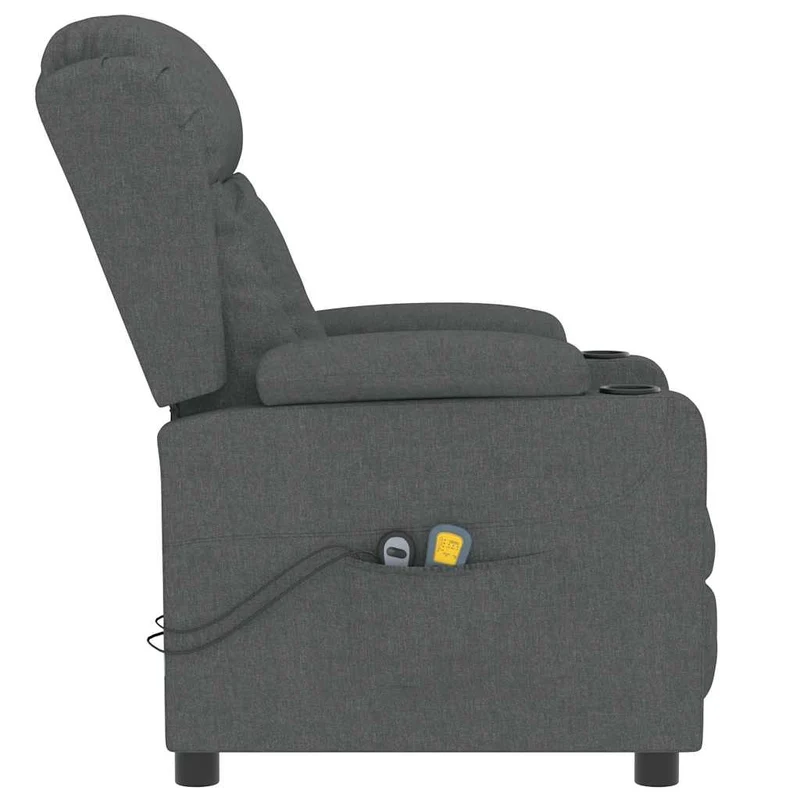 Fauteuil de relaxation avec fonction inclinable et massage en tissu gris foncé DEC029299