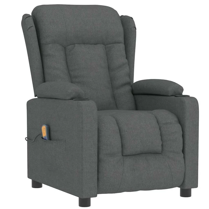 Fauteuil de relaxation avec fonction inclinaison manuelle et massage en tissu gris foncé DEC029206