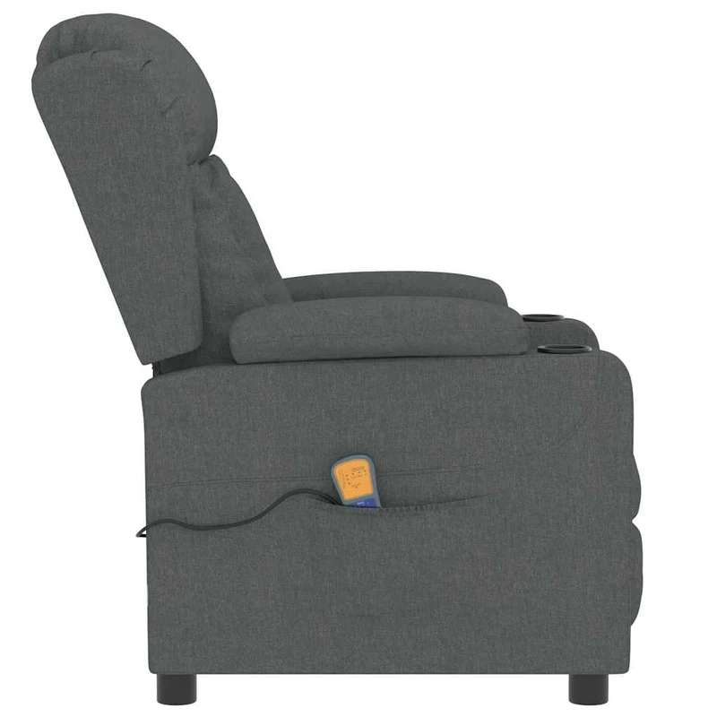 Fauteuil de relaxation avec fonction inclinaison manuelle et massage en tissu gris foncé DEC029206