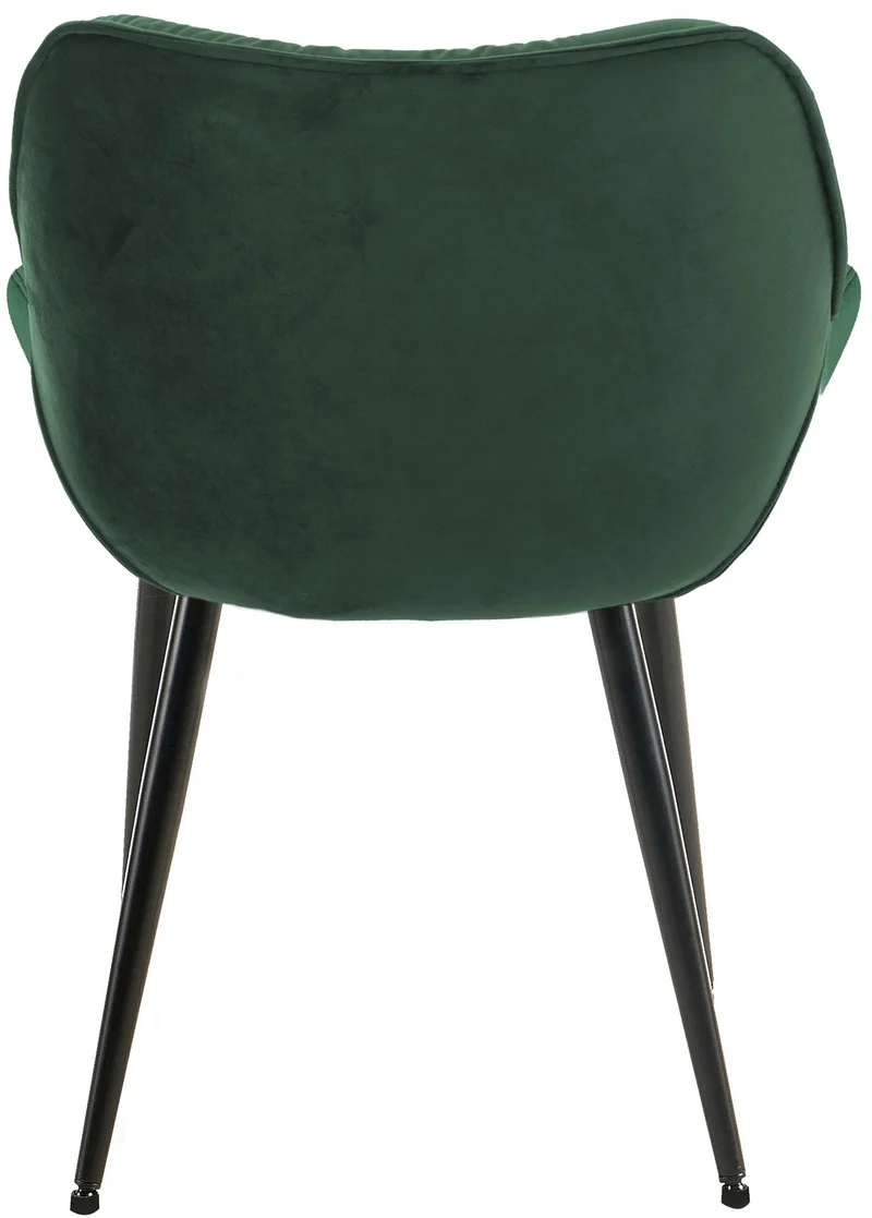 Chaise de salle à manger x1 coutures décoratives en velours vert et pieds en métal noir 10_0007288