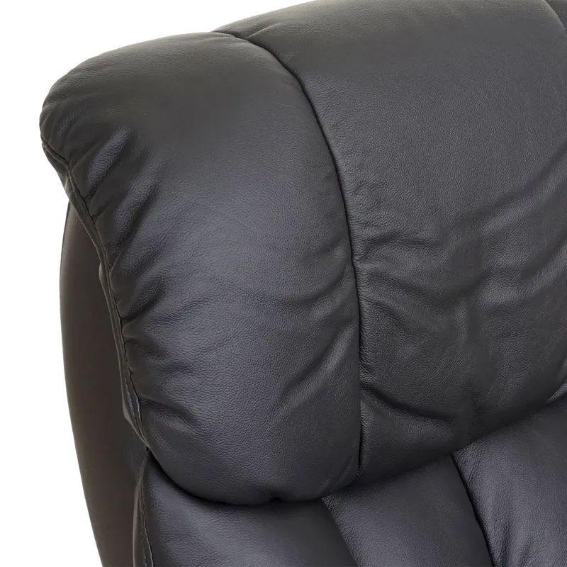 Fauteuil de relaxation avec accoudoirs et repose-pieds en cuir véritable noir cadre en bois aspect noyer 04_0007818