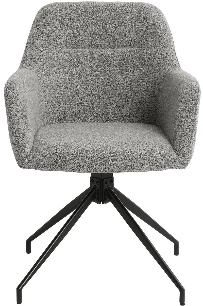 Chaise en tissu bouclette gris avec pied étoile en métal noir – Chaise design moderne 10_0007254