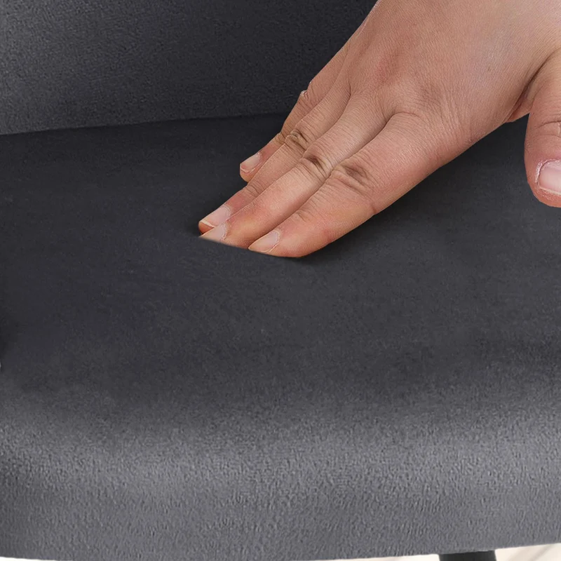 Chaise de salle à manger en velours gris foncé avec dossier arrondi et pieds métal noir moderne et intemporel 10_0007363