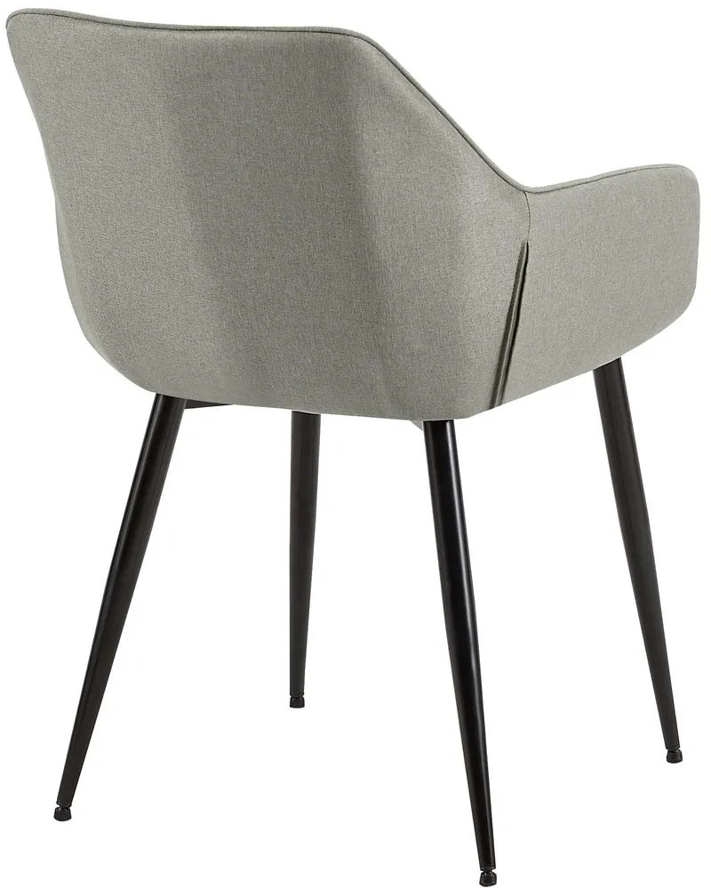 Lot de 2 chaises de salle à manger bureau salle d'attente en tissu gris clair et métal noir 10_0007374