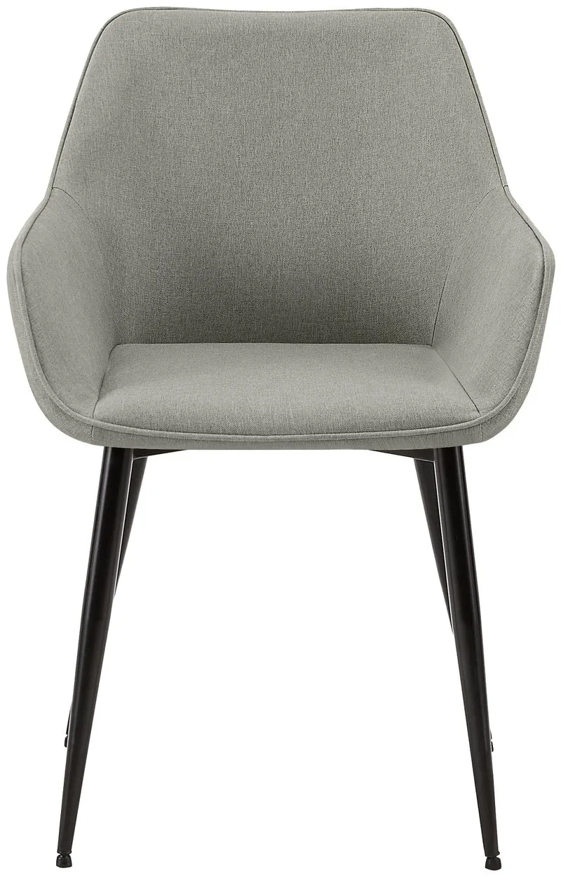 Lot de 2 chaises de salle à manger bureau salle d'attente en tissu gris clair et métal noir 10_0007374