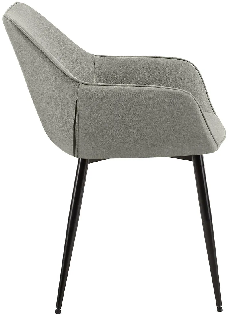 Lot de 2 chaises de salle à manger bureau salle d'attente en tissu gris clair et métal noir 10_0007374