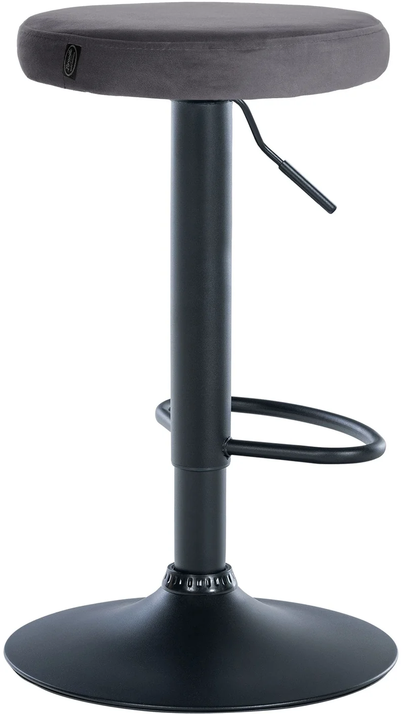 Lot de 2 tabourets de bar design simple hauteur réglable revêtement en velours gris foncé pieds en métal noir 10_0006810