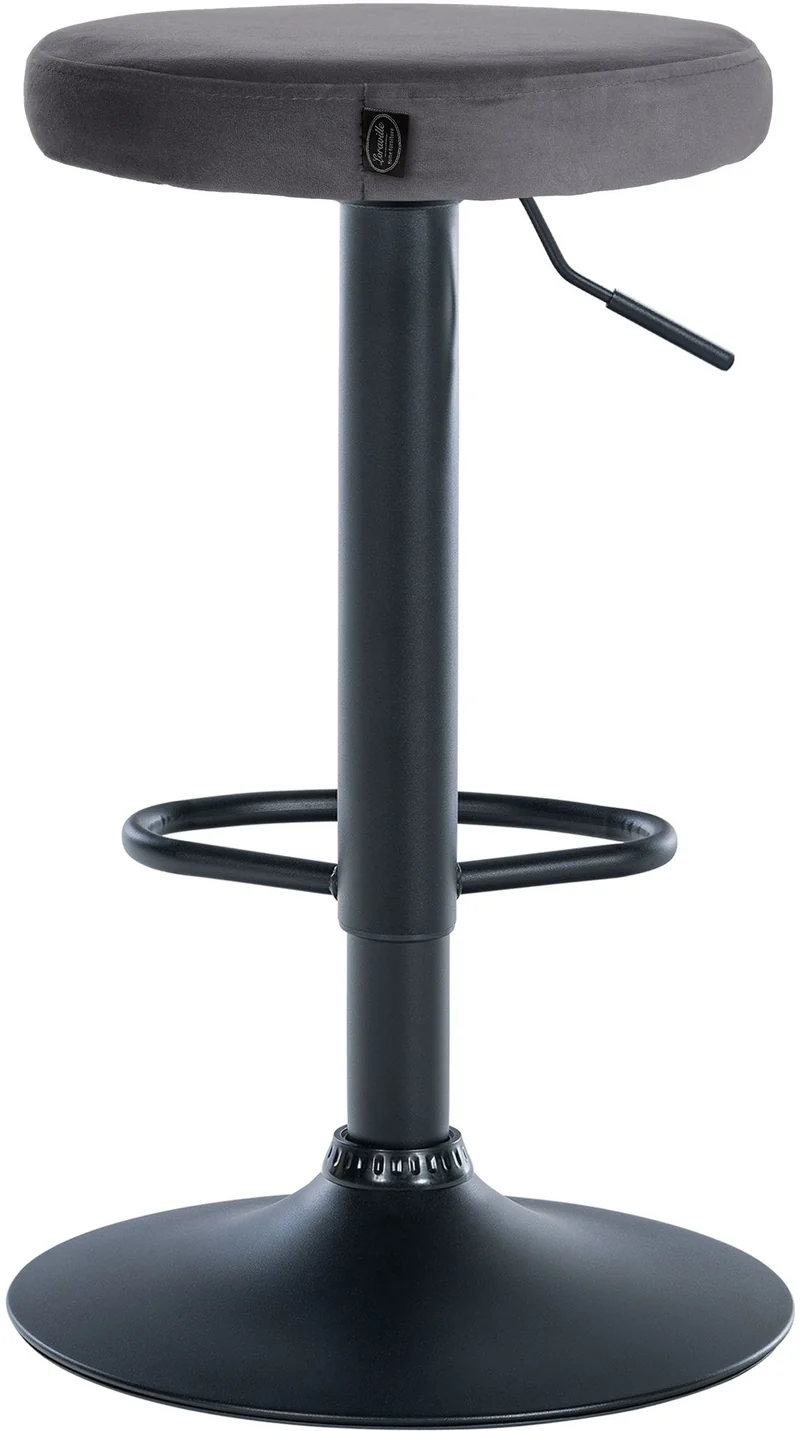 Lot de 2 tabourets de bar design simple hauteur réglable revêtement en velours gris foncé pieds en métal noir 10_0006810