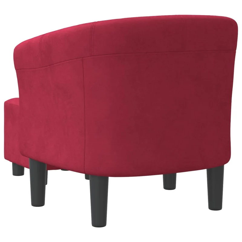 Fauteuil lounge assise confortable design moderne avec repose-pieds en tissu velours rouge bordeaux DEC026435