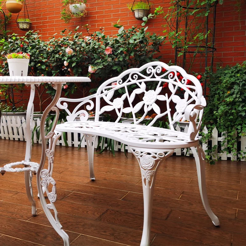 Contemporary Industrial Curved Aluminum Hollow Carving Waterproof Bench Backrest For Garden