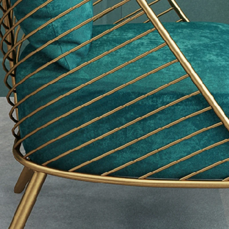 Contemporary Nordic Velvet Upholstered Banana Leaf Metal Frame Accent Chair Backrest For Living Room