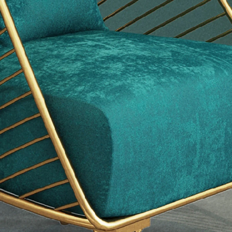 Contemporary Nordic Velvet Upholstered Banana Leaf Metal Frame Accent Chair Backrest For Living Room