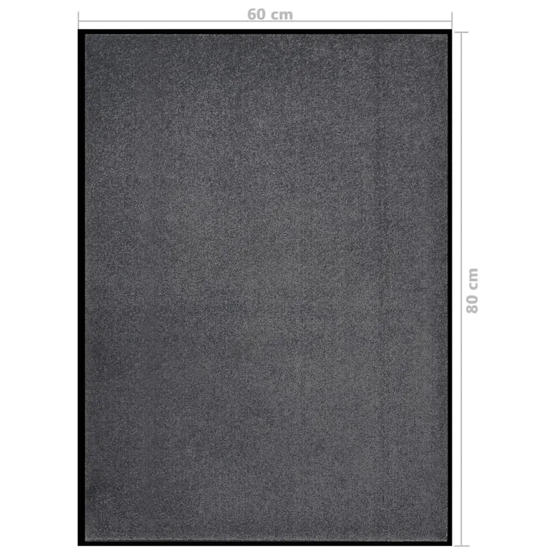 Paillasson de porte d'entrée dessous antidérapant 60 x 80 cm PP torsadé anthracite et vinyle DEC040583