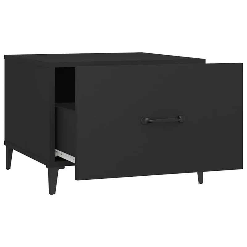 Lot de 2 tables de chevets avec tiroir 50 x 50 x 40 cm bois d'ingénierie noir et métal DEC040484