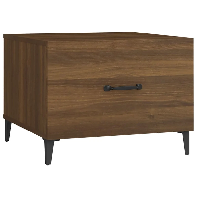 Lot de 2 tables chevet avec tiroir 2 50 x 50 x 40cm bois d'ingénierie marron et métal DEC040481