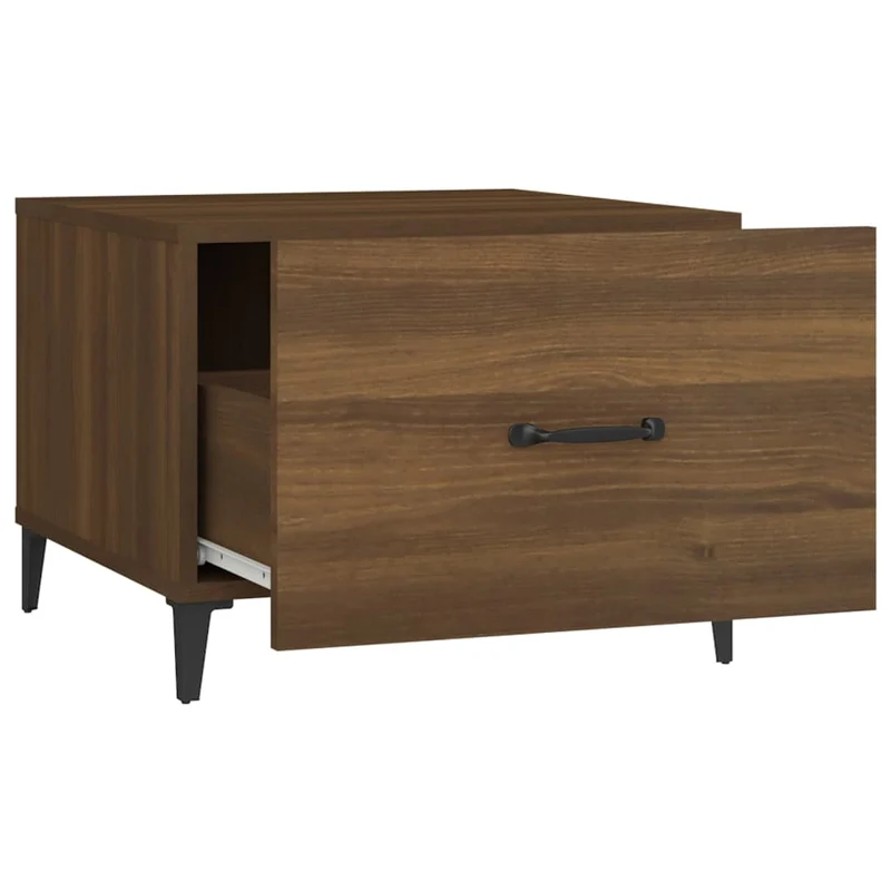 Lot de 2 tables chevet avec tiroir 2 50 x 50 x 40cm bois d'ingénierie marron et métal DEC040481