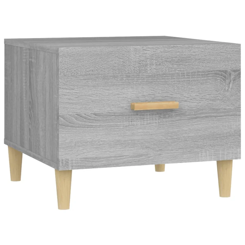 Lot de 2 tables basses d'appoint avec tiroir 50 x 50 x 40 cm bois d'ingénierie gris DEC040436