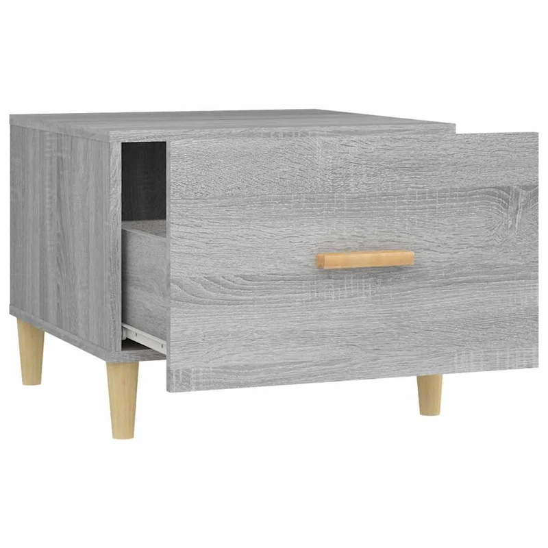 Lot de 2 tables basses d'appoint avec tiroir 50 x 50 x 40 cm bois d'ingénierie gris DEC040436