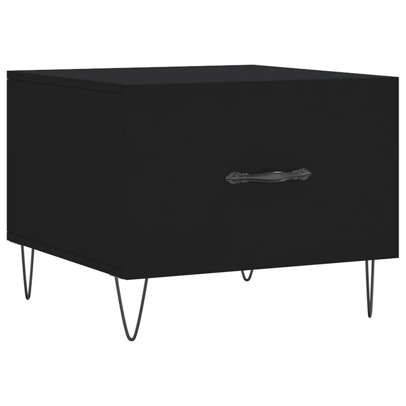 Lot de 2 tables de chevets avec tiroirs 50 x 50 x 40 cm bois d'ingénierie noir et fer DEC040423