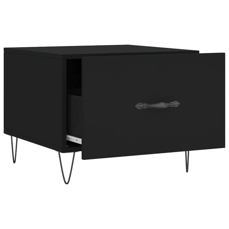 Lot de 2 tables de chevets avec tiroirs 50 x 50 x 40 cm bois d'ingénierie noir et fer DEC040423