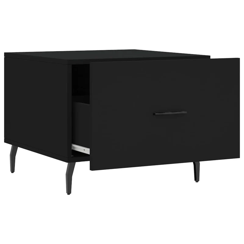 Lot de 2 tables de chevets avec tiroir 50 x 50 x 40 cm bois d'ingénierie noir et fer DEC040420