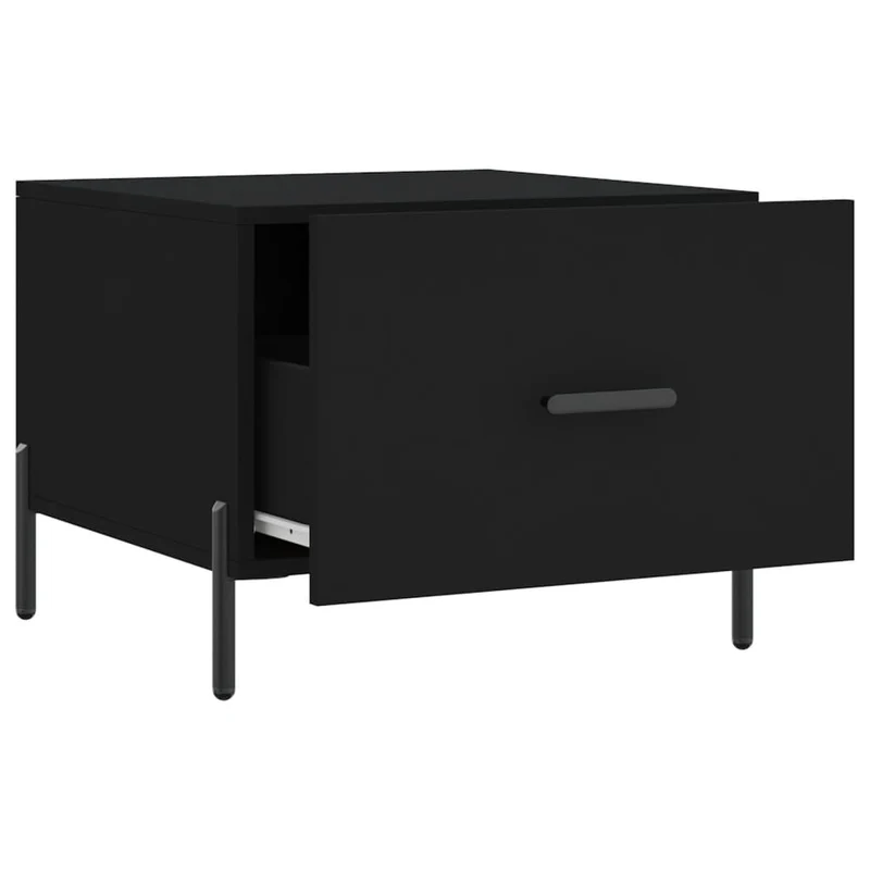 Lot de 2 tables de chevets avec tiroir 50 x 50 x 40 cm bois d'ingénierie noir et fer DEC040419