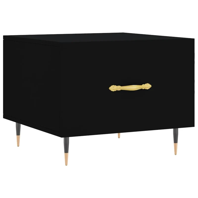 Lot de 2 tables d'appoint avec tiroir 50 x 50 x 40 cm bois d'ingénierie noir et fer DEC040418