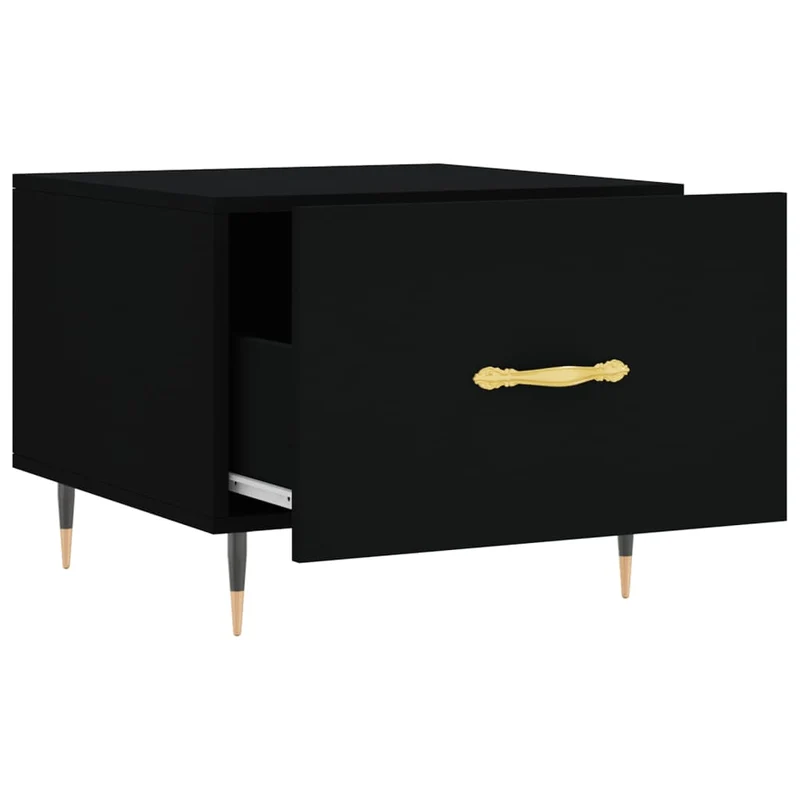 Lot de 2 tables d'appoint avec tiroir 50 x 50 x 40 cm bois d'ingénierie noir et fer DEC040418