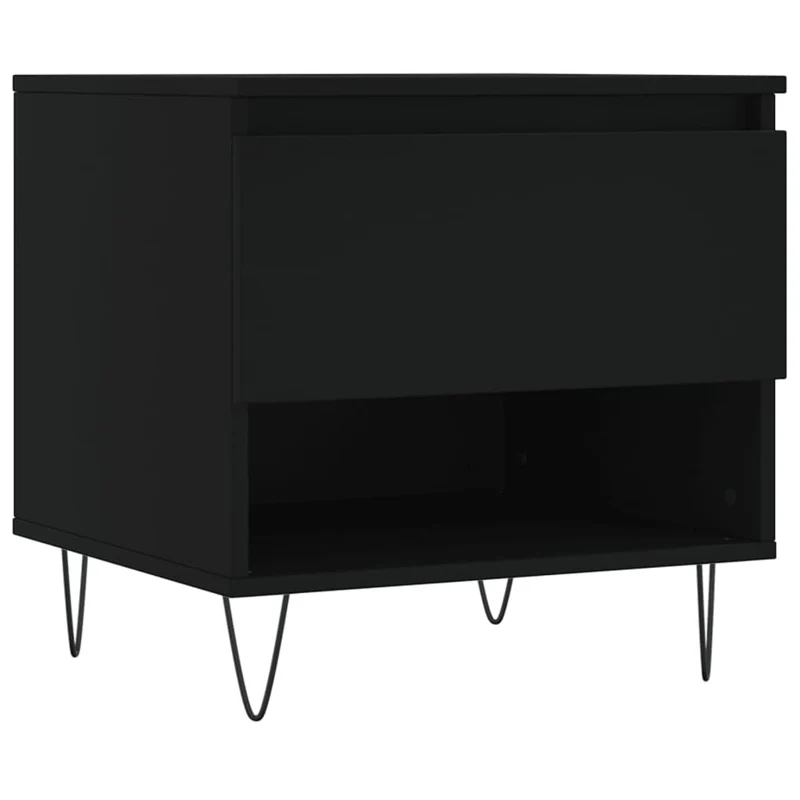Lot de 2 tables de chevet appoint avec tiroir 50 x 46 x 50 cm bois d'ingénierie noir et métal DEC040415