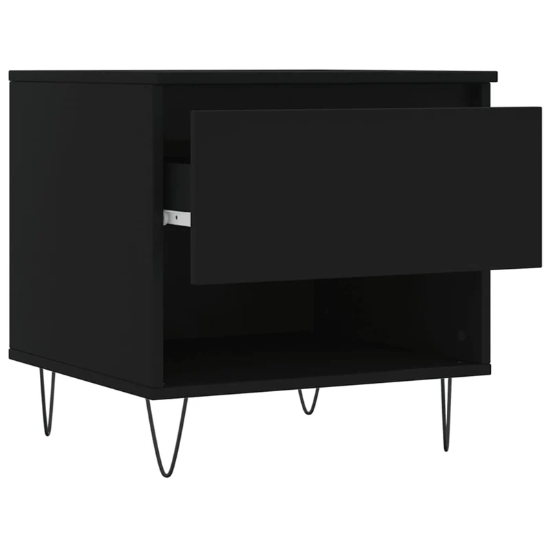 Lot de 2 tables de chevet appoint avec tiroir 50 x 46 x 50 cm bois d'ingénierie noir et métal DEC040415